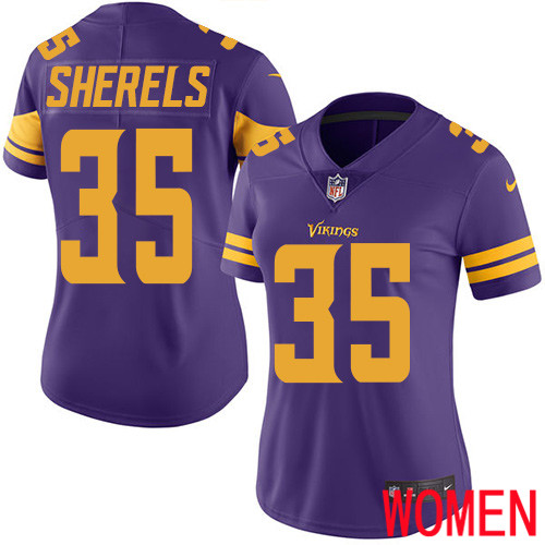 Minnesota Vikings #35 Limited Marcus Sherels Purple Nike NFL Women Jersey Rush Vapor Untouchable->minnesota vikings->NFL Jersey